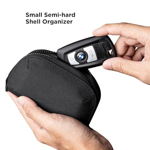 ALPAKA Hub Zip Pocket Black Axoflux 300D - Zipper Wallet - Key Pouch for Car Keys - 30 Cards Max- Two Accordion Storage Sections - Magnetic Closure SD Card Case - HUB Accessories Compatible2