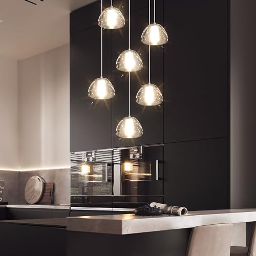 Image of 6-Lights Pendant Lighting for Entrance Modern Crystal Chandeliers LED Crystal Hanging Lights for Dining Room Bedroom Foyer Staircase Living Room 3000K