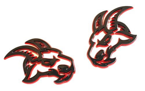 Image of thfmdk 2pcs New Custom Head Emblems Right Left Badge Replacement for TRX Ram 1500 2500 3500 Fender Badge Hellcat (Redline)