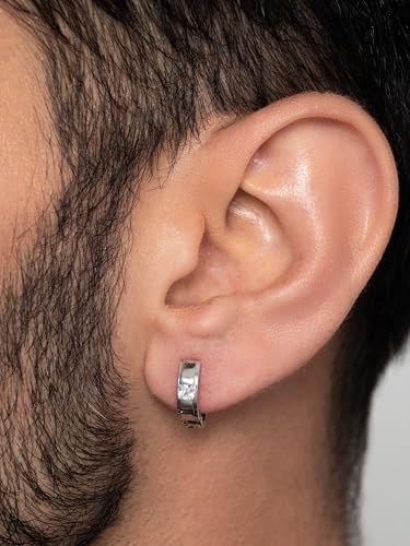 Image of ORIONZ Hoop Earrings for Men & Boys (1 Piece) - 925 Sterling Silver - Gift for Birthday Anniversary - 18k Gold Plated Jewellery - Men Fashion