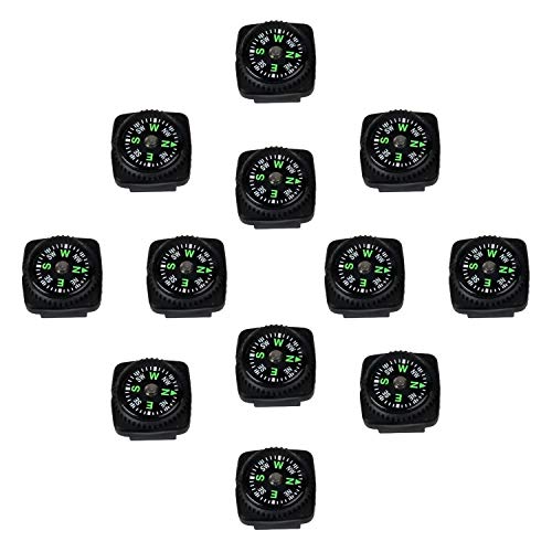 12 Pack Hard Shell Liquid Filled Button Watch Band Compass Set