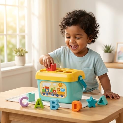 Image of Kids Mandi Baby Shape Sorter & Alphabet Sorting Bucket Toy - 16 Pcs First Blocks for Toddlers 1 to 3 Years | Early Development, Fine Motor Skill & Educational Learning Gift for Boys & Girls