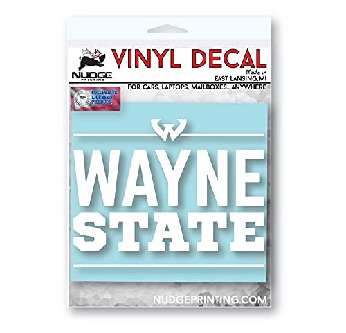 Image of Collegiate NCAA Car Decal Made from Premium Weatherproof Vinyl (Wayne State University - Stacked)
