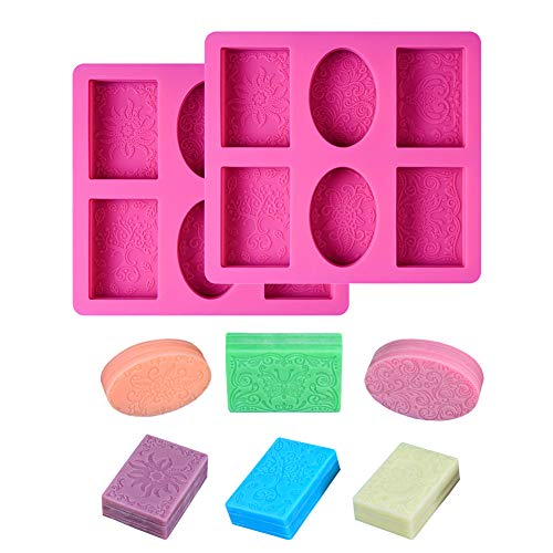 ESA Supplies Silicone Soap Molds Oval Rectangle Soap Making Molds and Supplies Flower Pattern Cake Molds for Baking Cookie Dessert Molds