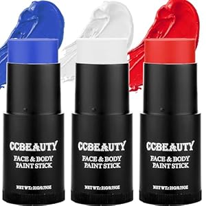 CCbeauty Halloween Clown Red White Blue Face Body Paint Makeup,Cream USA Flag Face Painting America’s Patriotic Veterans Events 4th of July Pride Independence Day, Joker Makeup Cosplay Costume Parties