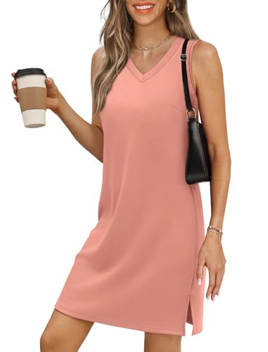 Image of BKRIVE V-Neck Summer Casual Beach Dresses for Women 2026 Vacation Women's Sleeveless Sundress with Split