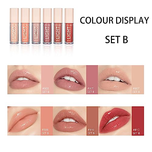 Tongyend Lip Gloss Sets,6 Pcs Lip Glow Oil,Tinted Lip Oil,Moisturizing Plumping Lip Gloss Hydrating Polished Lip Oil Set,Light Color Lip Plumper Lipstick Sets for Women (Set B) - Image 4