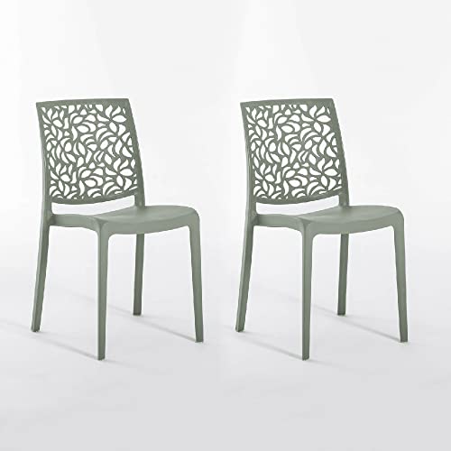 SIEDITI FUORI E DENTRO Chaises en résine avec Fibre de Verre empilables pour intérieur/Cuisine/Salle à Manger et extérieur/Jardin Anna (2 Chaises, Vert...