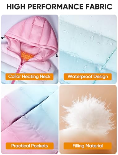 Kids Heated Jacket with Battery Pack - 7.4V Rechargeable Boys Girls Lightweight Electric Heated Coat Winter4