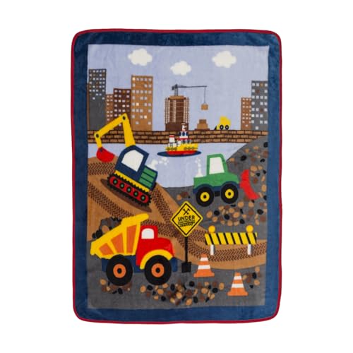 Image of EVERYDAY KIDS Toddler Throw Blanket - 30 inch by 40 inch - Under Construction - Super Soft, Plush, Warm and Comfortable