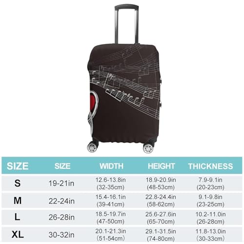 Treble Love And Music Printed Luggage Cover Protector, Fits 18-32 Inch Luggage2