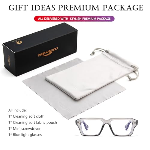 Image of AIEYEZO Fashion Square Blue Light Glasses for Men Women Retro Thick Frame Blue Light Blocking Computer Glasses