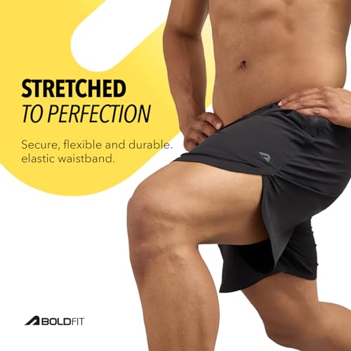 Image of Boldfit Shorts for Men Running Men Shorts Relaxed Fit Gym Shorts for Men Workout, Training Lightweight Shorts for Men Sportswear & Outdoor Nylon Spandex Quick Dry Mens Shorts Gym Shorts