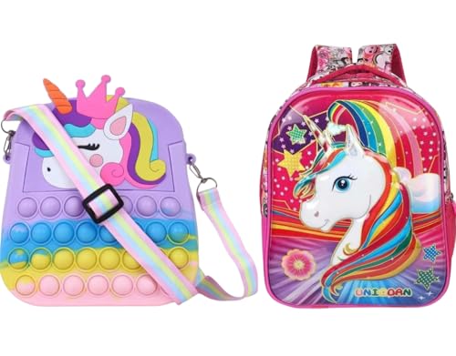Image of Unicorn School Bag For Girls and boys Cartoon Printed Waterproof Backpack for kids Ideal For Small Kids Bag UKG Nursery 1st Class boys School Bags 3-6 years kid