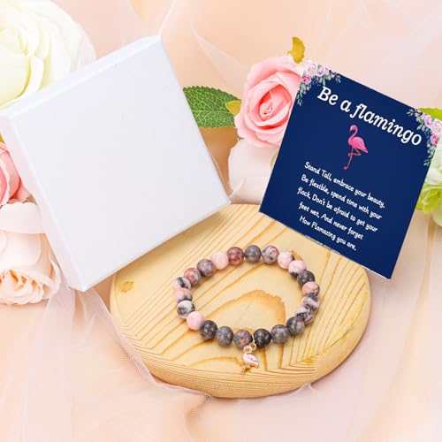 Image of createreedo Createedo Flamingo Charm Bracelet for Women and Teen Girl - Elegant Pink Flamingo Bracelet Jewelry Accessories Gift for Valentine Birthday