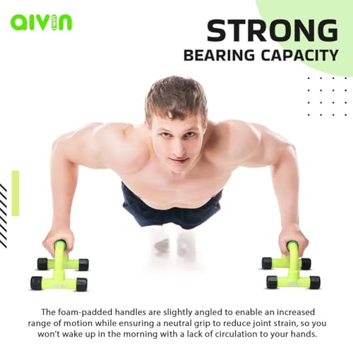 Image of AIVIN Pro-Active Curved Push-Up Bar Home Gym Equipment for Men & Women for Training, Exercise Push up Stand Gym Accessories Home Use for Chest, Pushup Anti-Slip Push Ups Stand (Green)