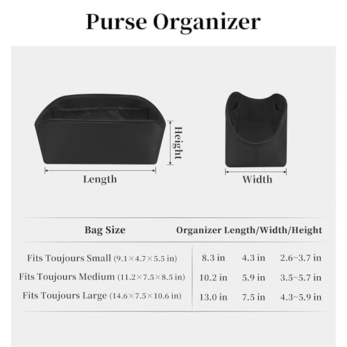 Image of Purse Organizer Insert for Dior Toujours Small Bags, Satin Luxury Bag Insert, Lightweight & Portable Purse Shaper with Pockets, Ideal for Travel, Shopping, and Daily Use(Black, Toujours S)
