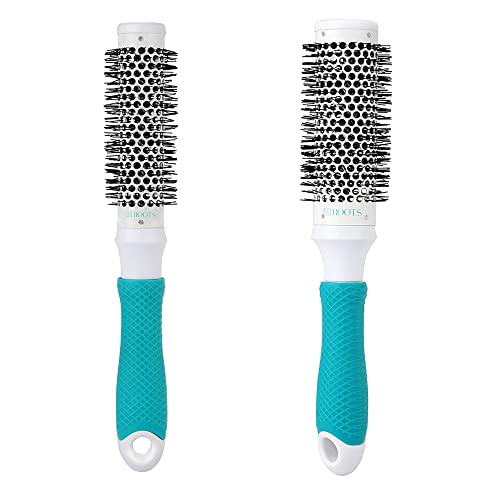 Image of ROOTS Theramic Barrel Hair Brush Pack of 2 | Ceramic Coated Body for Uniform Heating | For Blow Drying, Curling, Straightening, Add Volume & Shine | For Men & Women | Model - PEC25 & PEC34