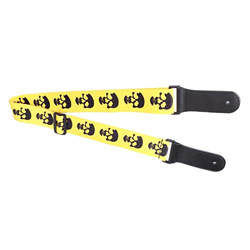 Guitar Strap Adjustable,Skull Pattern Leather Head Guitar Shoulder Strap for Acoustic Electric Bass Ukulele (yellow) Playing Accessories Performance Accessories - Image 3
