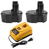 2 Packs 3.6Ah Ni-Mh 14.4 Volt DC9091 DW9094 Replacement Battery and DC9310 Charger Compatible with Dewalt 14.4V Batteries XRP DC9091 DW9094 DW9091 DC9094 DE9091 DE9092 DE9038(Black)