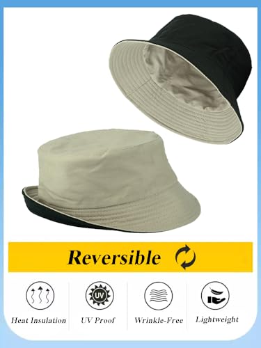 Image of Gelante Reversible Bucket Hat for Men and Women - Cotton, Outdoor Sun Protection Bucket Hats.