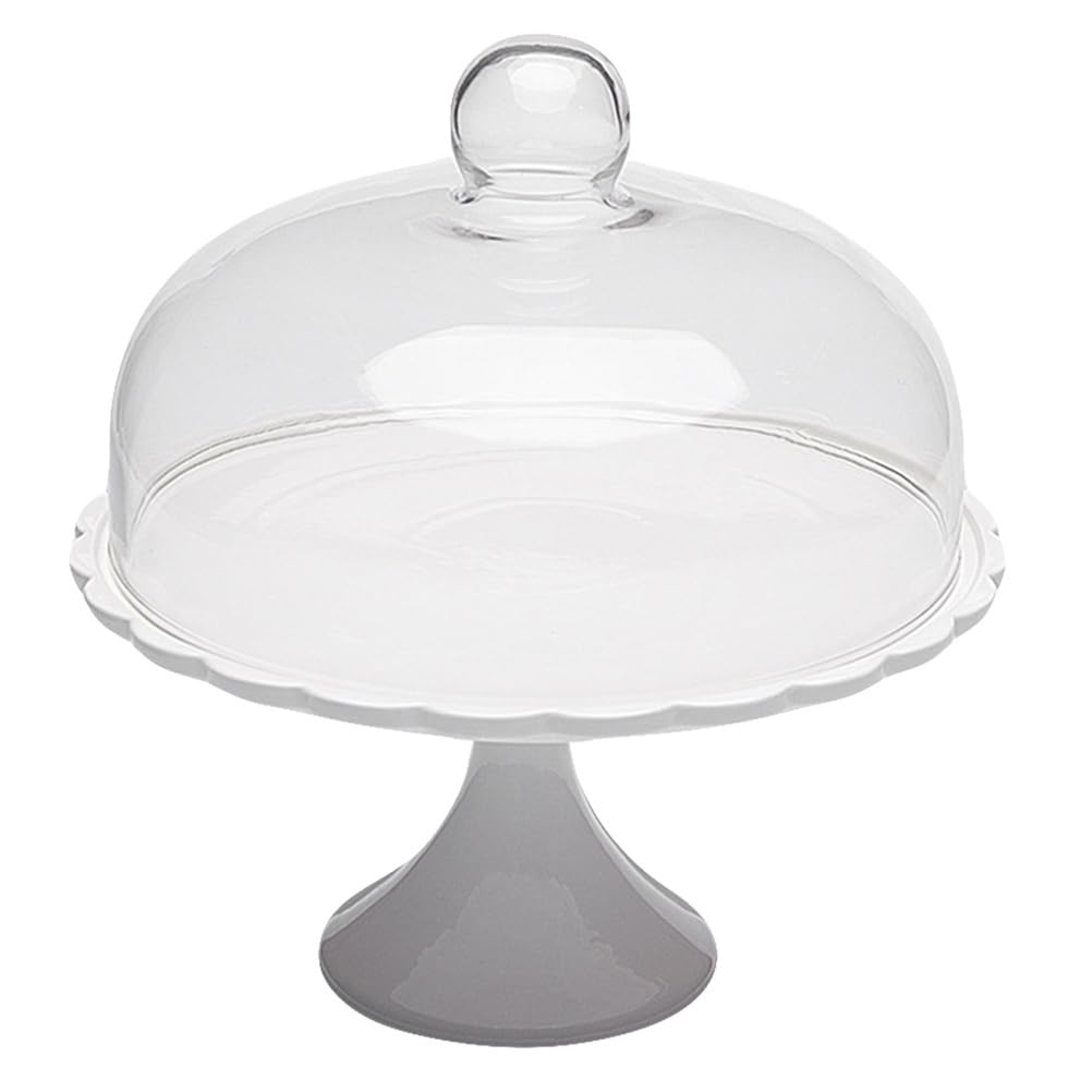 HEMOTON Plateau à gâteau en céramique avec dôme pour servir des gâteaux, des collations, des salades, des légumes, des punaises, des desserts, des gâteaux en verre