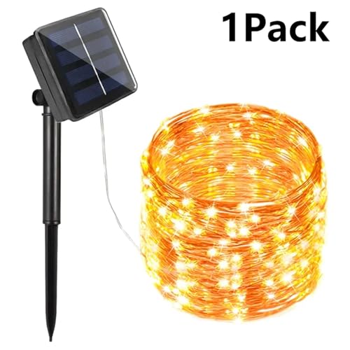Guirnaldas de luces solares LED 12M 100LED blanco cálido para decoración exterior 2