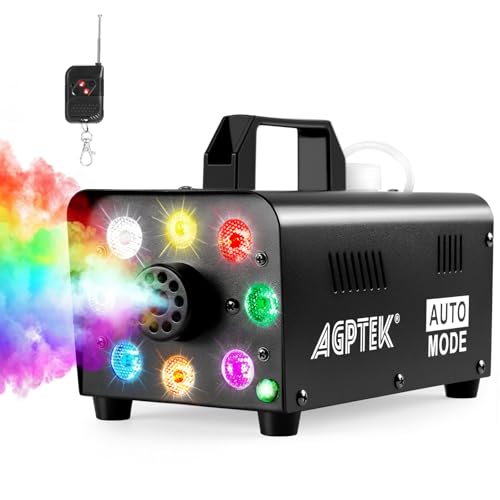 AGPTEK Fog Machine, 500W Portable Led Smoke Machine with Lights (Red, Blue,...
