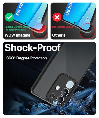 Image of WOW IMAGINE Translucent Hybrid Back Case Cover for Vivo T4x 5G | iQoo Z10x 5G | Vivo Y31 Pro 5G Smoked Matte Back | Shock Proof 360 Degree Protection | Protective Hard Case - Matte Black