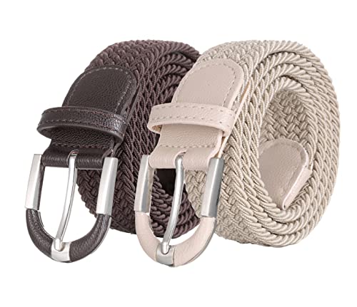 [2 Pack] Mio Marino Stretch Belts for Men - Golf belt & Jean Elastic Belt - Gift Box