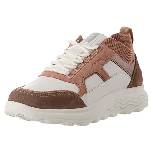 Geox D Spherica C, Sneakers Donna, Bianco/Rosa (Off White/Dk Rose), 38 EU