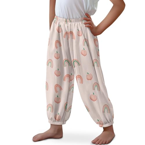 Kids Harem Pants Festive Jogger Trousers Holiday Print Lounge Elastic Bottoms for Home Yoga Play 3-10 Years2