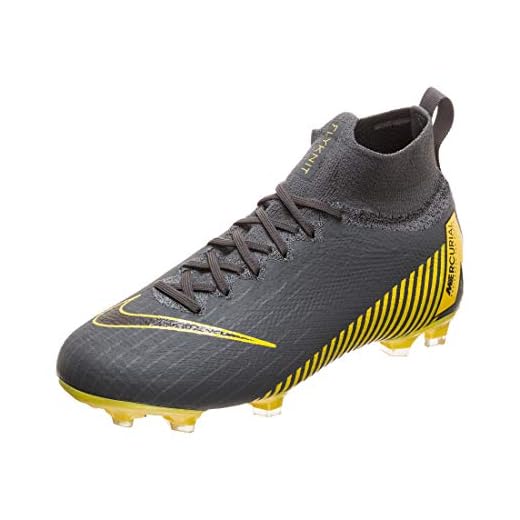 Nike Kids' Superfly 6 Elite FG Soccer Cleats, Grey/Yellow/Black, 4 Big Kid