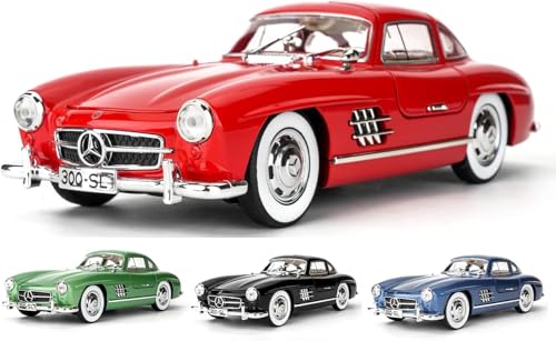 Image of Benz 300 SL Classic Car Model Zinc Alloy Pull Back Toy Car with Sound & Light, for Kids, Boys & Girls, Ages 3+ (Red)