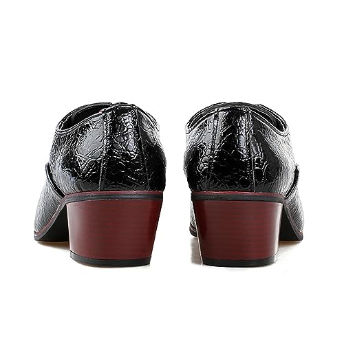 JiuQing Men's High Heel Oxfords Pointy Business Lace-Ups Chunky Heel Dress Dance Shoes4