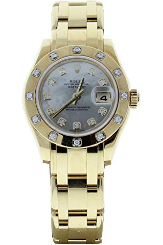 Rolex 18k Yellow Gold Ladys Masterpiece 80318 Factory Mother of Pearl Diamond Dial & 12 Diamond Bezel (Certified-Preowned)