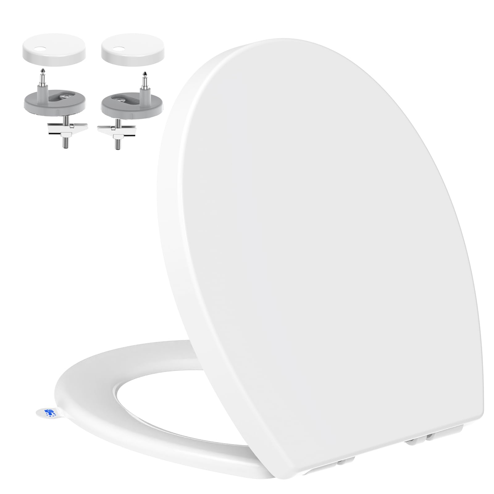Tavoletta WC Universali O Forma, YEAUPE PRO Copriwater, Sedile WC Chiusura Ammortizzata con Sgancio Rapido a un Pulsante, Plastica Facile da Pulire, Bianco, 44,6 x 37,2 x 4,3 cm