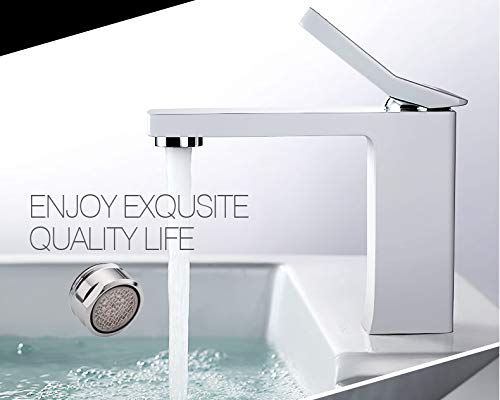 Faucet Aerator For Bathroom Sink Replacement Parts 8 Pcs With Brass Shell, 2.2 Gpm Flow Retrictor Insert Faucet Tap, 15/16-Inch Male Threads, Sprays Is Very Well, Chrome #TOP4