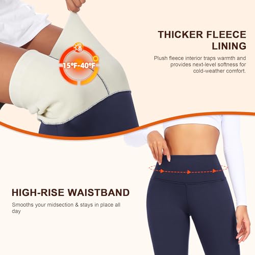 Image of DHSO Thick Winter Fleece Lined Leggings Women - Thermal Warm High Waisted Tummy Control Soft Pants for Snow Cold