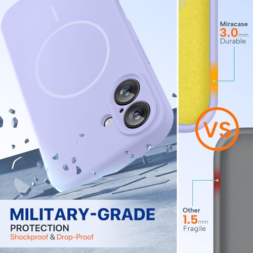 Image of Miracase Magnetic for iPhone 16 Plus Case, [Soft Anti-Scratch Microfiber Lining], Compatible with MagSafe, Liquid Silicone Shockproof Drop Protection Phone Case for 16 Plus,Light Purple