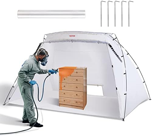 VEVOR Portable Paint Booth,10x7x6ft Larger Spray Paint Tent with Built-in Floor & Mesh Screen & Windproof Hooks, Painting Tent Station for Furniture DIY Hobby Tool, Spray Paint Shelter,Extra Large