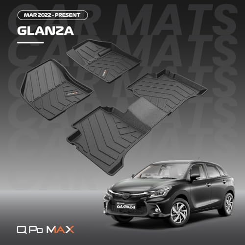 Image of Q Po Glanza (MAX) Jun 2019 - Present ECO TPE Car Floor Mat | Anti Slip All Weather Mats for Glanza (Black)