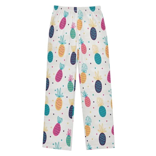 ZZXXB Colorful Pineapple Polka Dot Boys Long Pants Soft Trousers Elastic Waist Kids Lounge Bottoms with Pockets S-XL