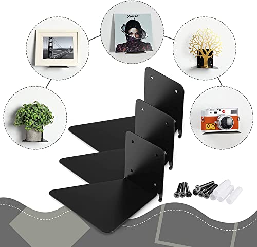 Image of ROLLYWARE Unique Design Invisible Bookshelf Floating Book Shelf Wall Mounted Shelf Holder Hanging Home Storage Rack for Home (Hold Upto 10 Books per self) Black,Pack of 2