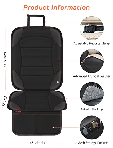 Sinvitron Car Seat Protector, 2Pack Seats Protector With Leather And Fabric Padding, Non-Slip Backing With Mesh Pockets, Waterproof Seat Protectors For Vehicles Baby Pets #TOP2