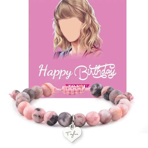 Taylor Birthday Gifts Bracelets, Taylor Merch Bracelet and Birthday Card are the Best Birthday Gifts for Girls Women, wife, Daughter, Granddaughter, Bestie, Sister (PINK)
