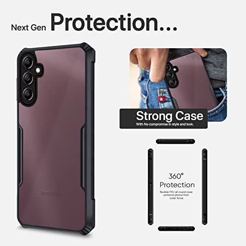 Image of Pikkme Samsung Galaxy A14 4G / A14 5G Back Cover | Crystal Clear Transparent Back | Ultra Hyrbid | Full Camera Protection | Raised Edge | Bumper Back Case (Plastic, Black)