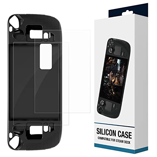 BestFire Coque en Silicone pour Steam Deck avec 2 Protections d'écran pour Steam Deck Antichoc Housse de Protection Antidérapante Anti-Collision Accessoires Compatible avec Steam Deck Cover
