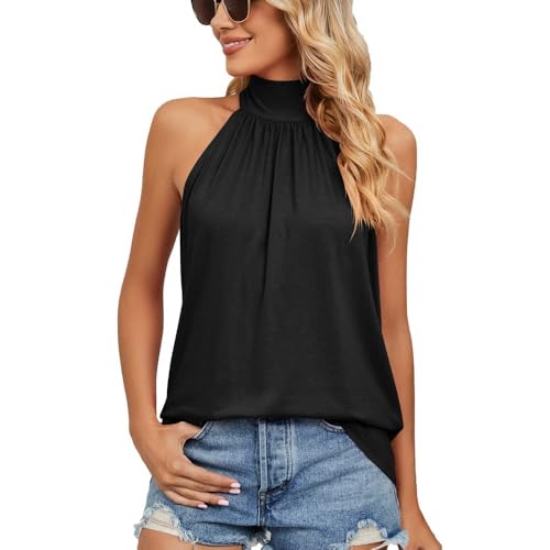 Damen Neckholder Tank Tops Ärmellose Elegant Sommer Top Basic Slim...