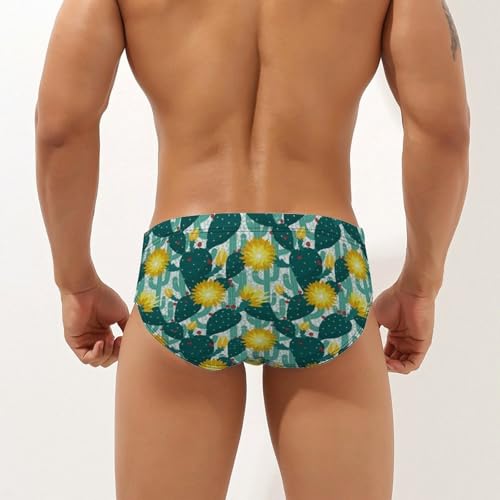 Cactus and Flowers Mens Swim Briefs Quick Dry Swimming Trunks Training Swimsuit Low Rise Swimwear2